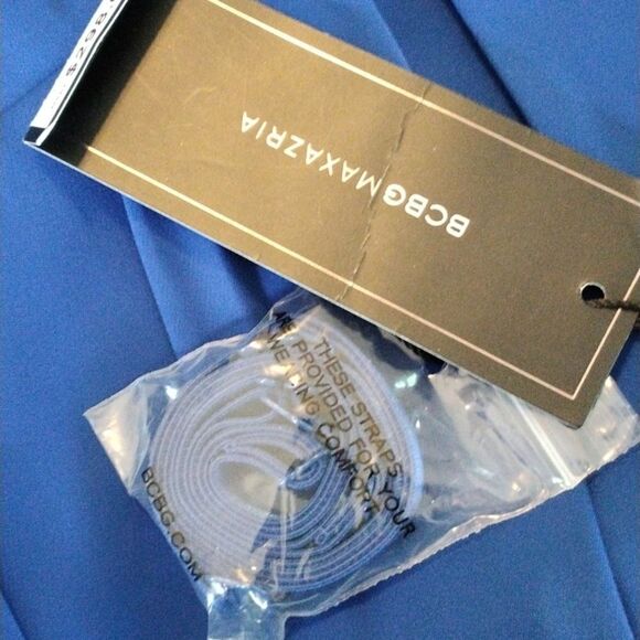 BCBG Maxazria Blue Tucked Strapless Dress - Picture 11 of 14